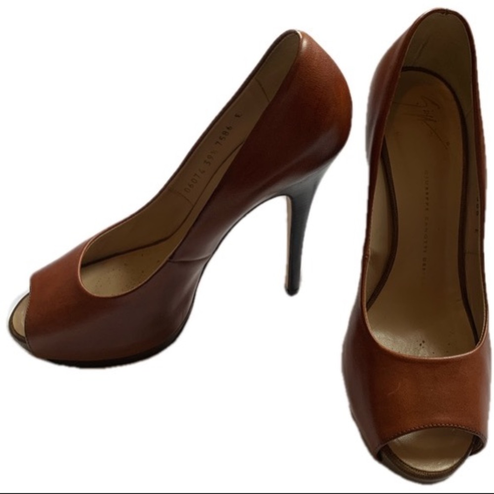 Giuseppe Zanotti Platform Open Toe Brown Heels